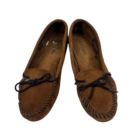 Minnetonka Suede Cinnamon Brown Moccasins Size 9.5 Shoes Slippers Flats - Picture 7 of 9